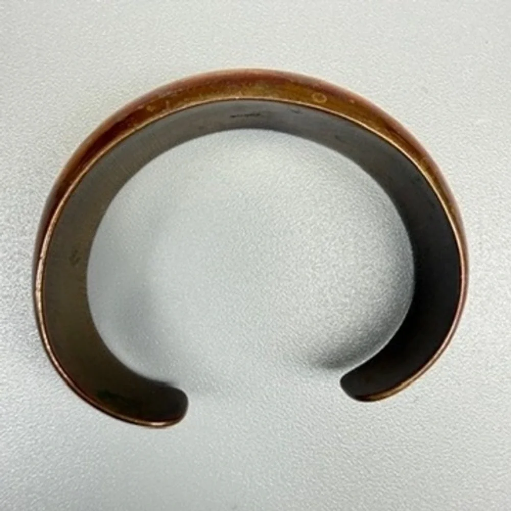 Vintage Copper Cuff Bracelet Stamped Cobre 1970s Chunky Boho 5.75